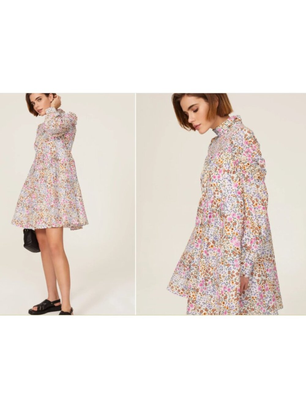 Munthe Mini Dress Floral Long Sleeve size 42/10 Boho Flirty Cottage Spring Date